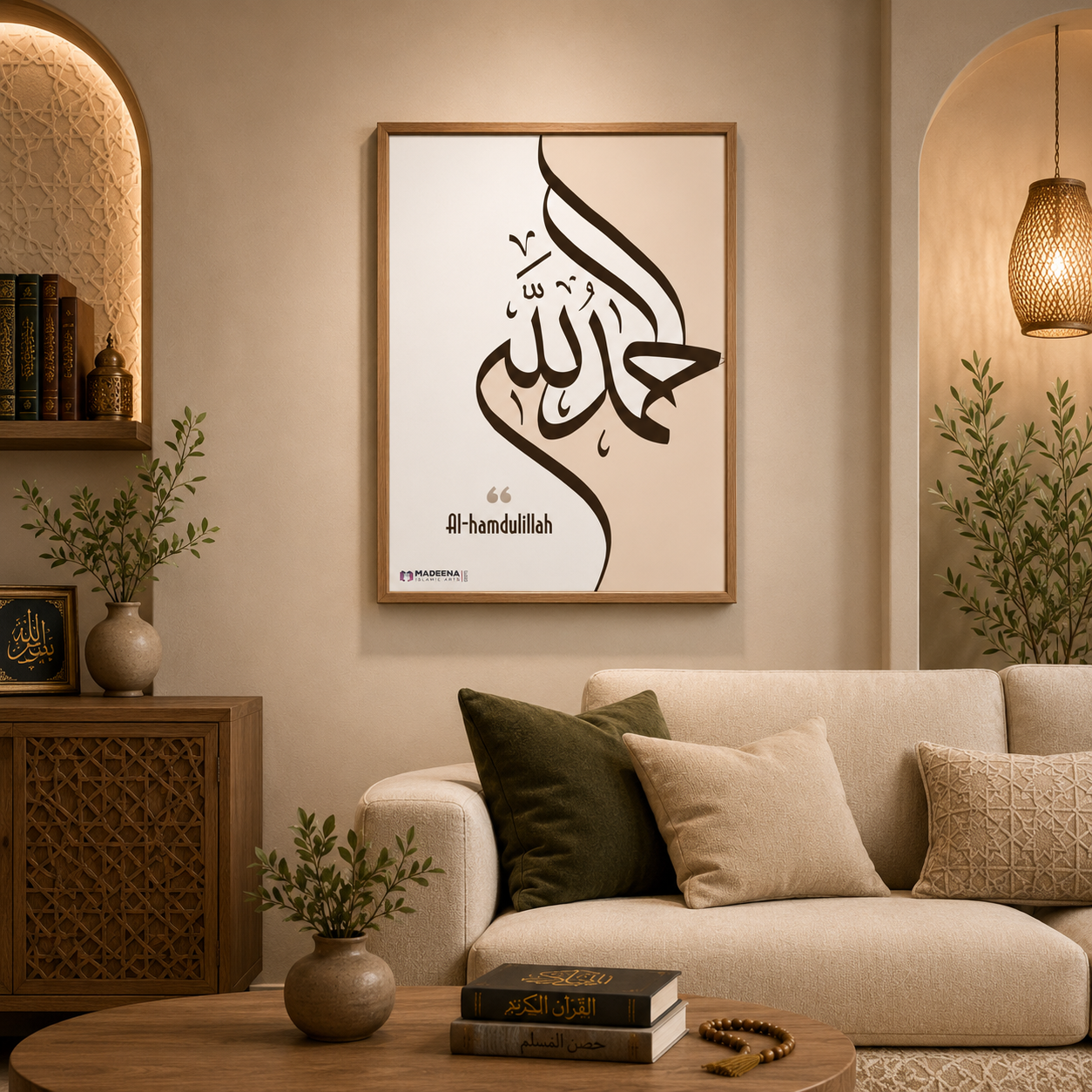 Alhamdulillah Islamic Framed Wall Art Wooden | Elegant Arabic Calligraphy Decor