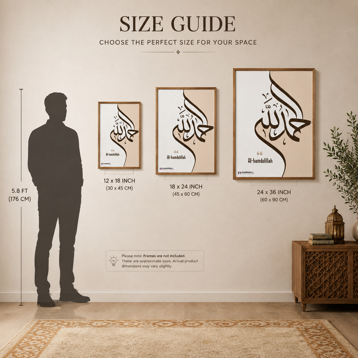 Alhamdulillah Islamic Framed Wall Art Wooden | Elegant Arabic Calligraphy Decor